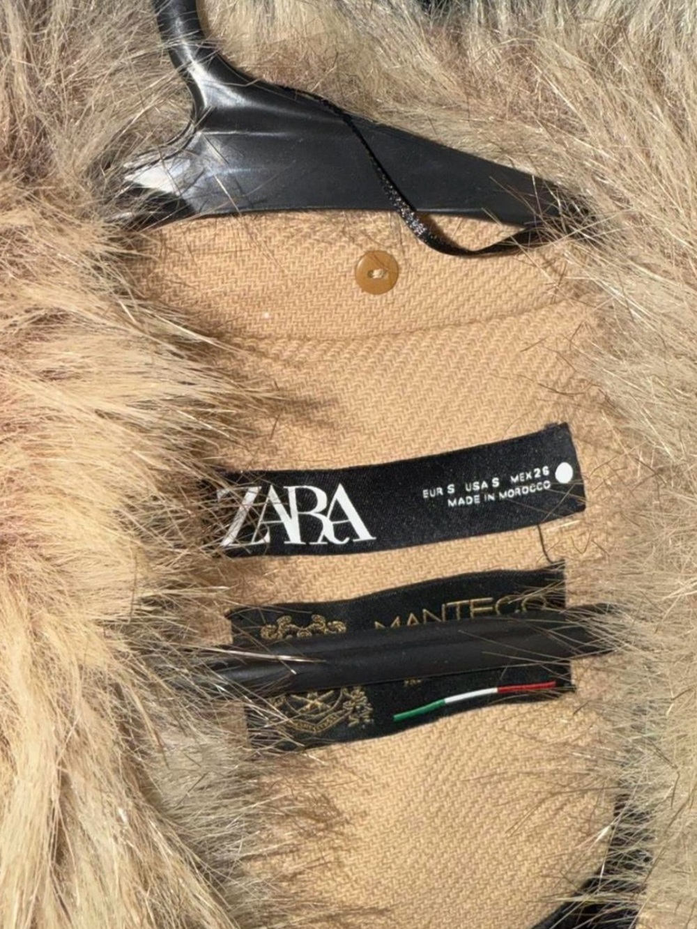 Zara Camel Trench Coat with Faux-Fur Collar - Picture 4 of 4